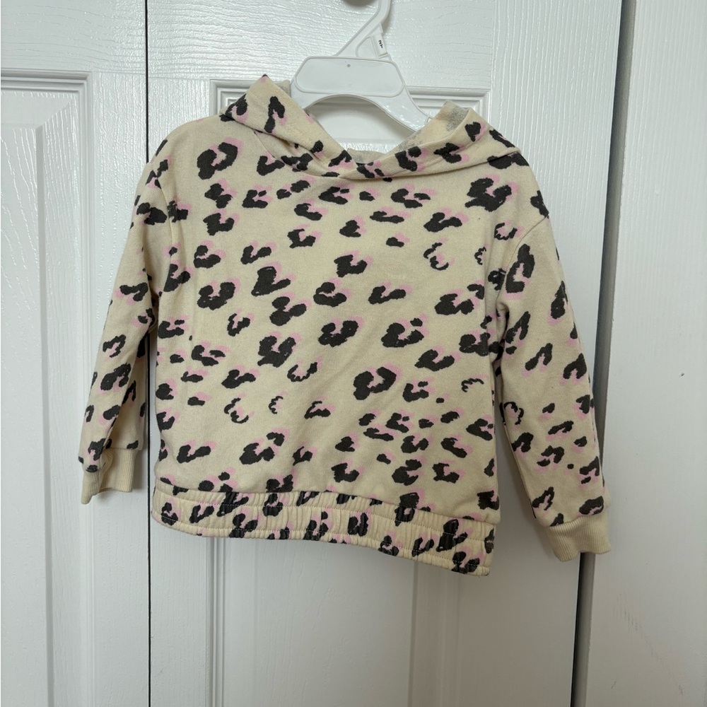 Kids Cream Leopard Print Hoodie